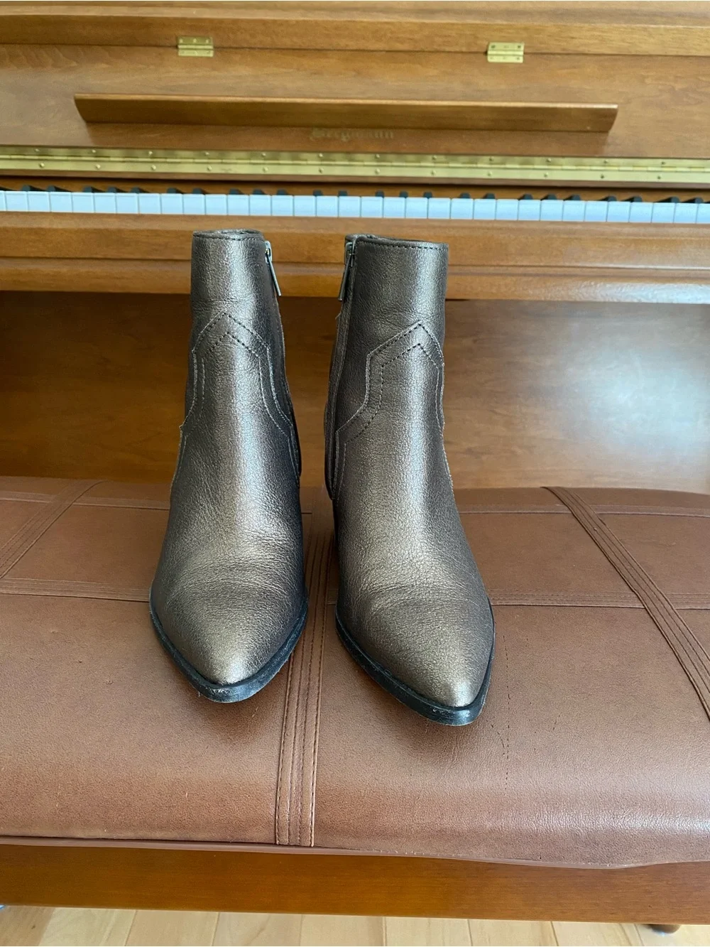 Frye Flynn Metallic Leather Ankle Booties